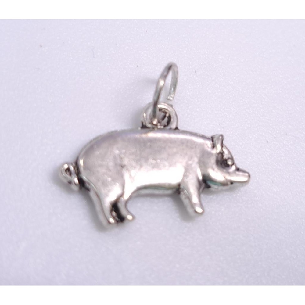 New‎ Pig Swine Hog Boar Sow Silver Tone Metal Farm Animal Charm Pendant Jewelry